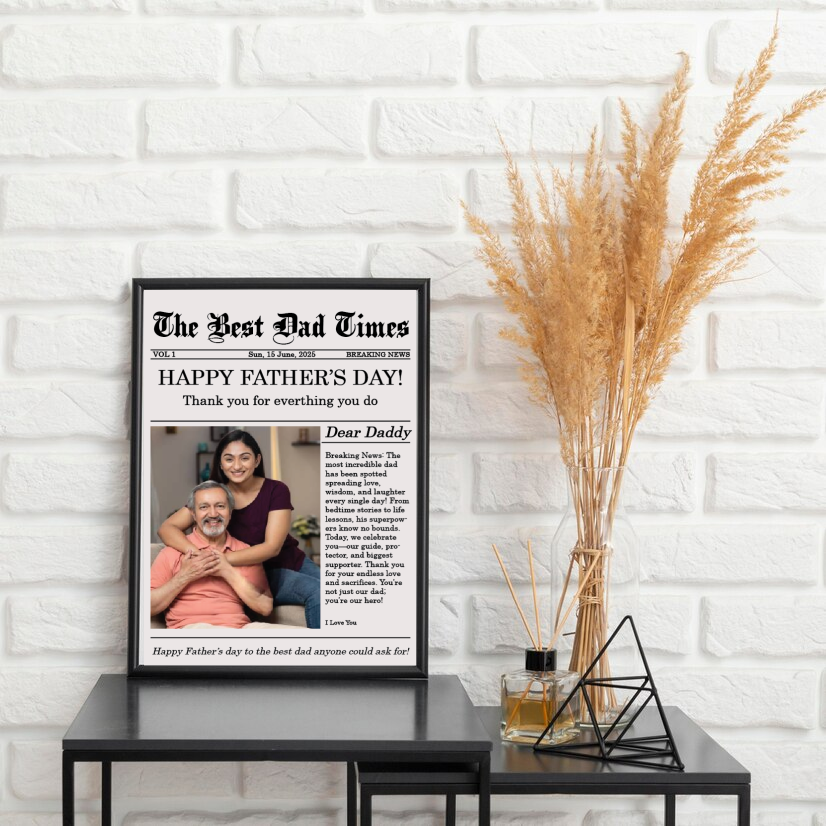 Personalized Father’s Day Newspaper Frame – Best Dad Gift