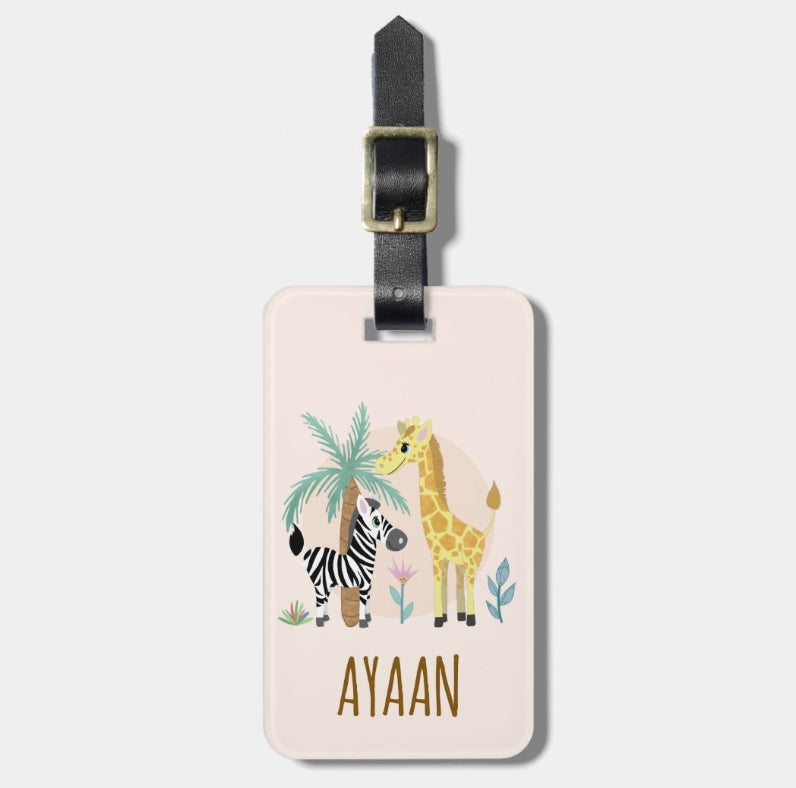 Personalized Jungle Theme Luggage Tag for Kids β Custom Name Bag Tag