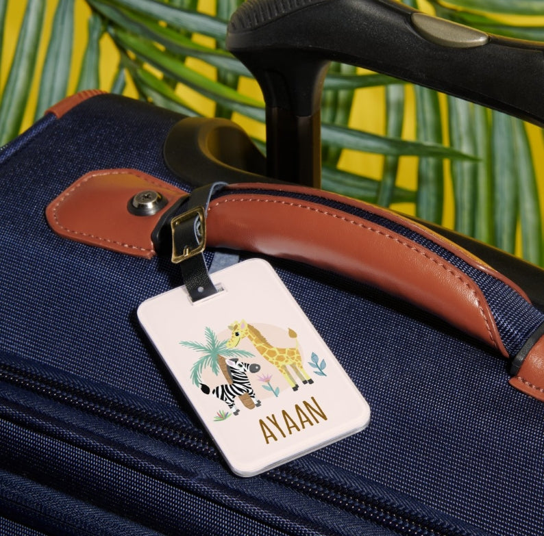 Personalized Jungle Theme Luggage Tag for Kids β Custom Name Bag Tag