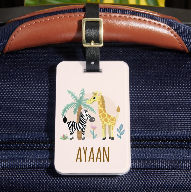 Personalized Jungle Theme Luggage Tag for Kids β Custom Name Bag Tag