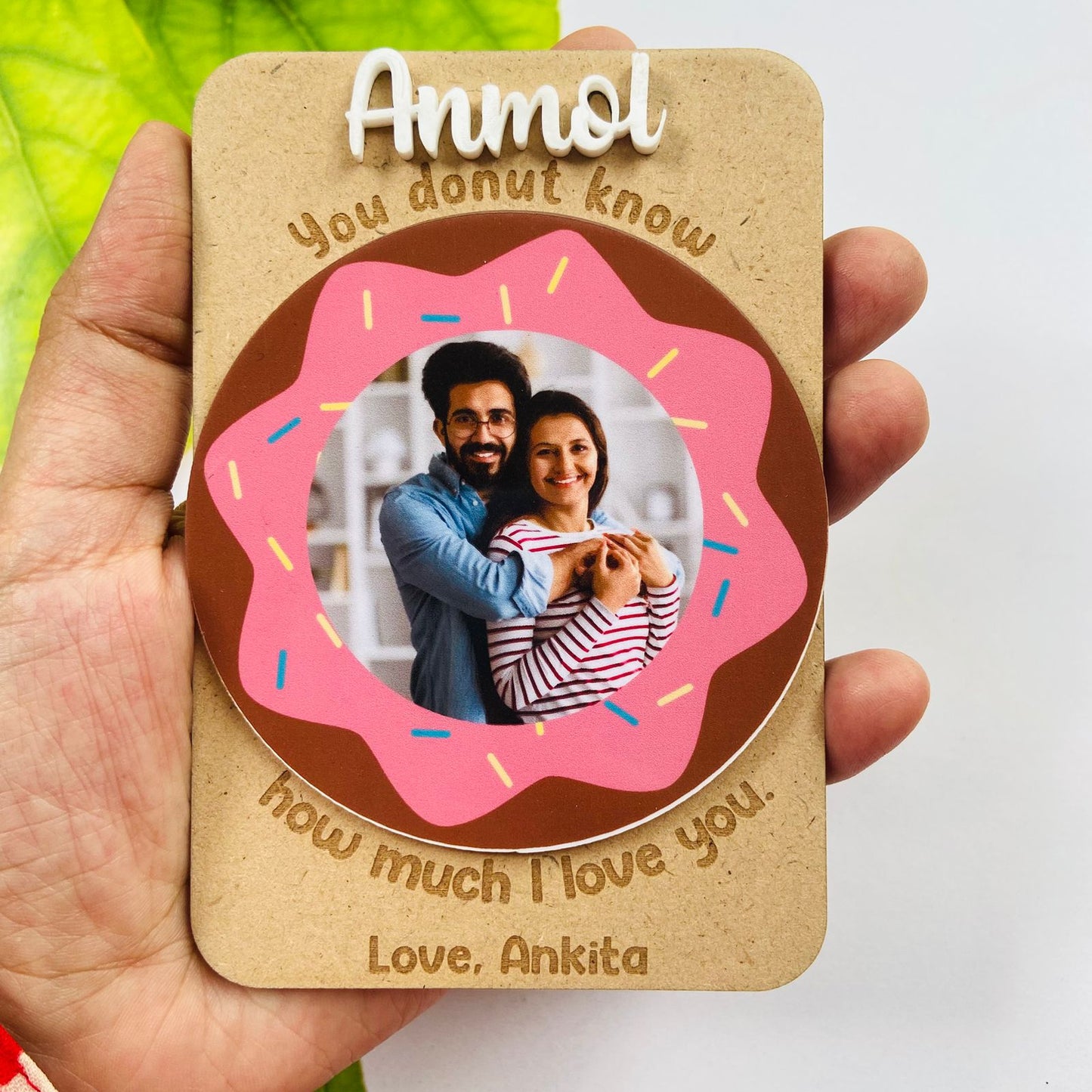 Personalized Donut Love Fridge Magnet | Cute Custom Photo Gift for Him or Her