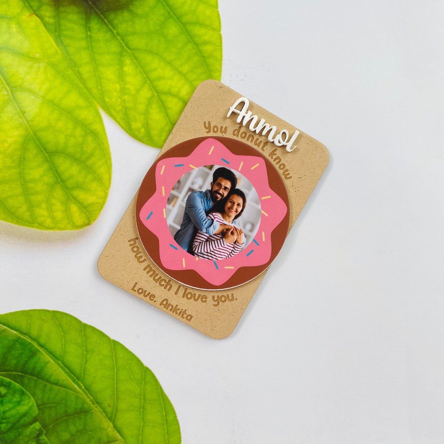 Personalized Donut Love Fridge Magnet | Cute Custom Photo Gift for Him or Her