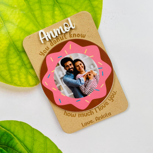 Personalized Donut Love Fridge Magnet | Cute Custom Photo Gift for Him or Her