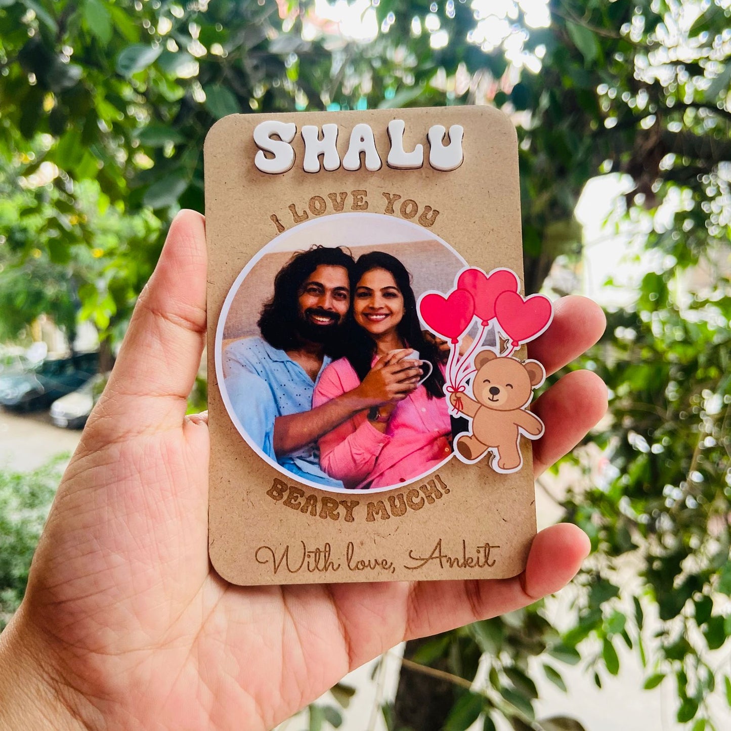 Personalized Teddy Love Fridge Magnet | Cute Custom Photo Gift for Partner or Spouse
