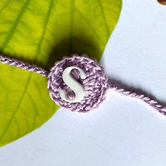 Personalized Handmade Crochet Cotton Rakhi with Initial