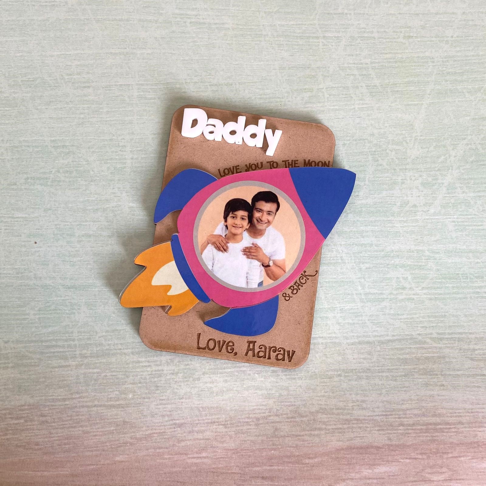 Love You to the Moon & Back - Personalized Dad Fridge Magnet