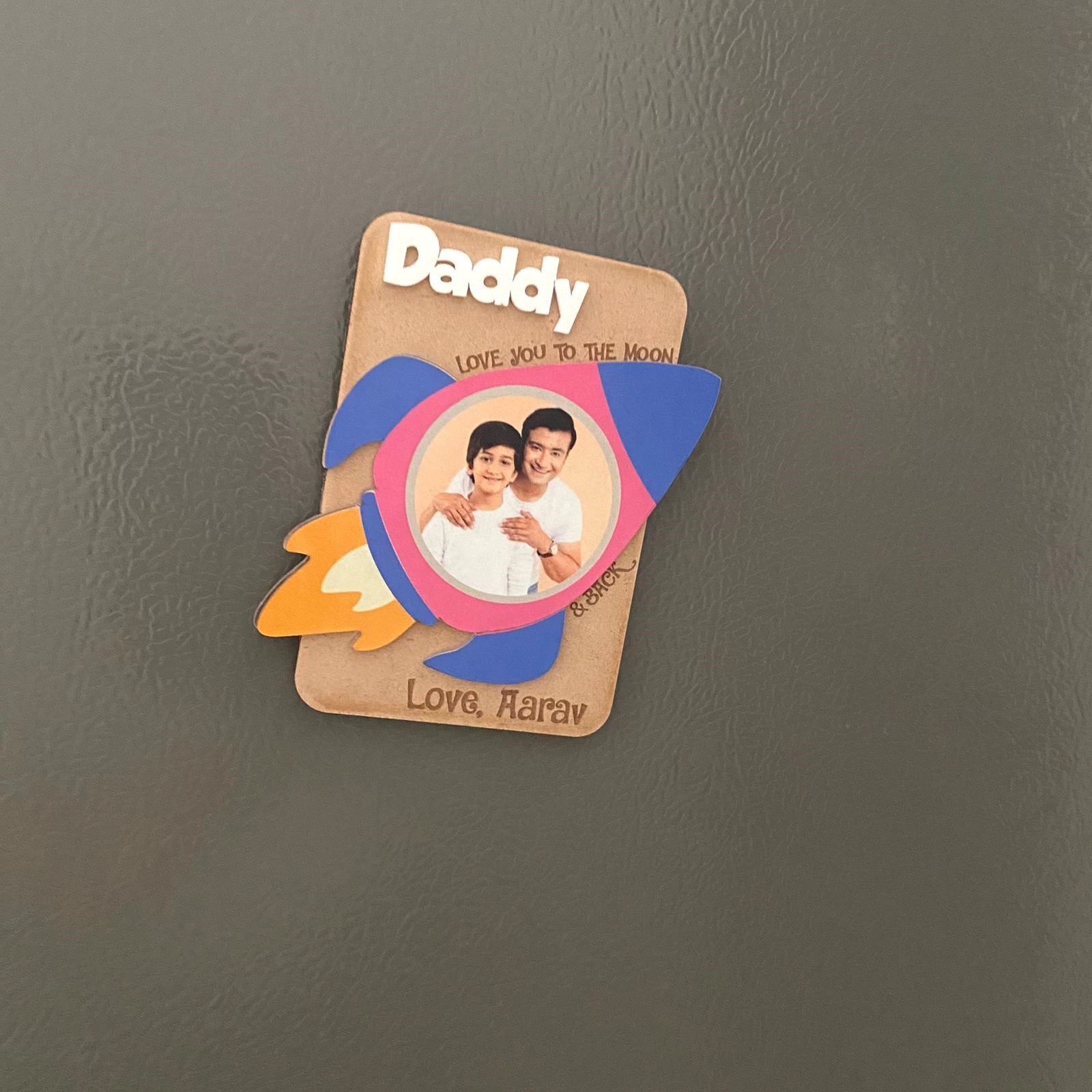 Love You to the Moon & Back - Personalized Dad Fridge Magnet