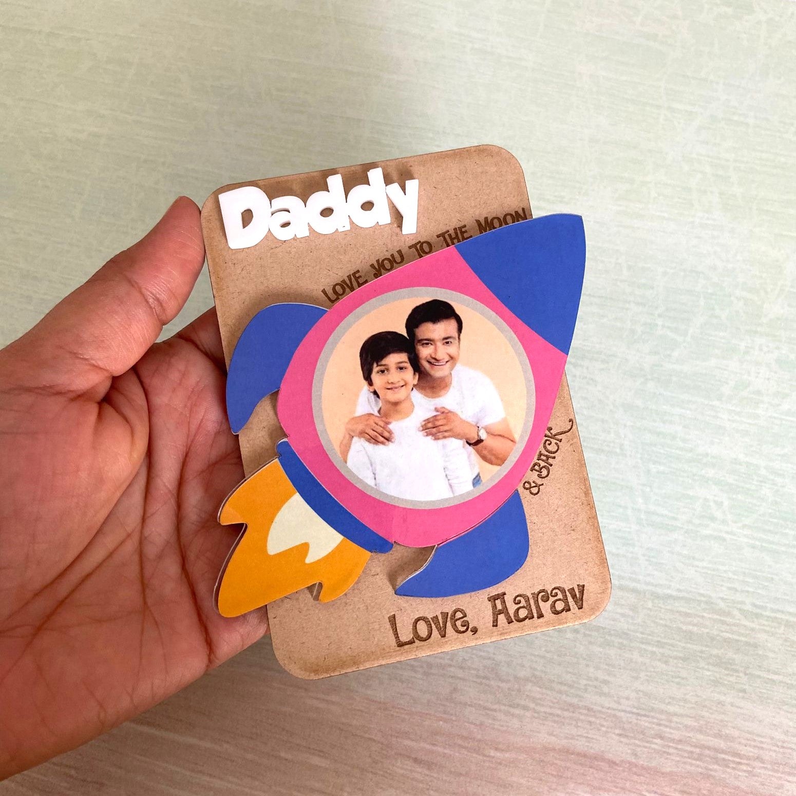 Love You to the Moon & Back - Personalized Dad Fridge Magnet