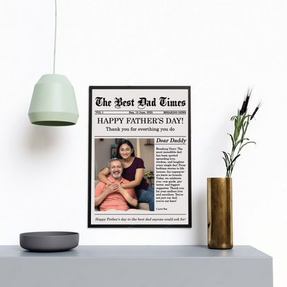Personalized Father’s Day Newspaper Frame – Best Dad Gift