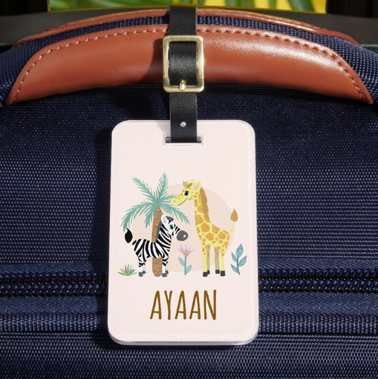 Personalized Jungle Theme Luggage Tag for Kids – Custom Name Bag Tag