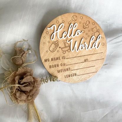 Personalized Hello World Birth Announcement Sign