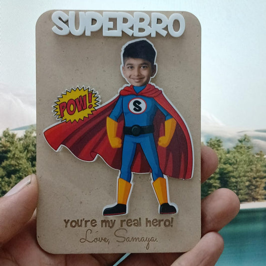Photo Personalized Handmade Super Hero Theme Mdf Wood Fridge Magnet For Brother