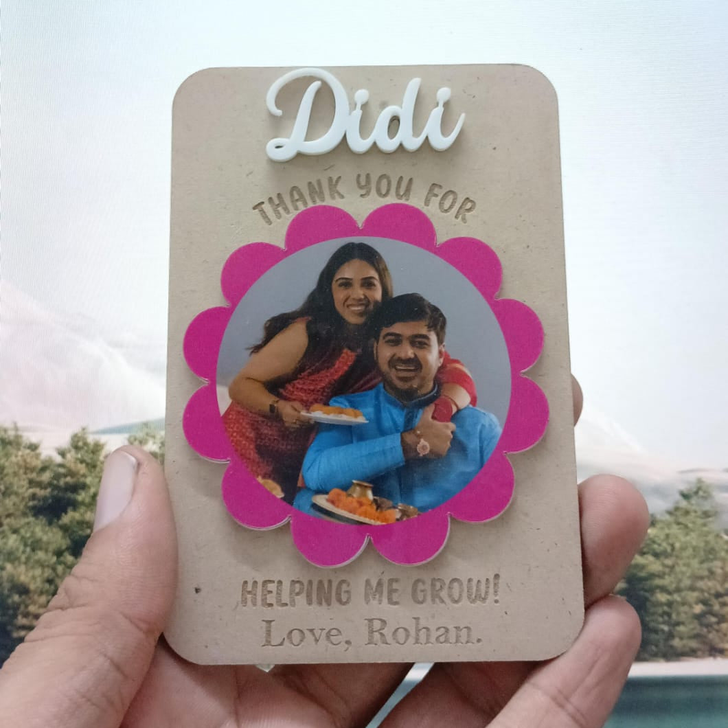 Photo Personalized Handmade Flower Theme Mdf Wood Fridge Magnet For Sisters