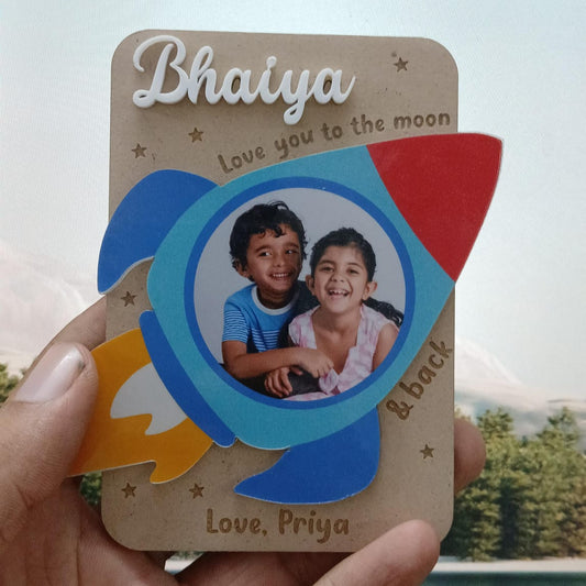Photo Personalized Handmade Rocket Theme Mdf Wood Fridge Magnet For Brother