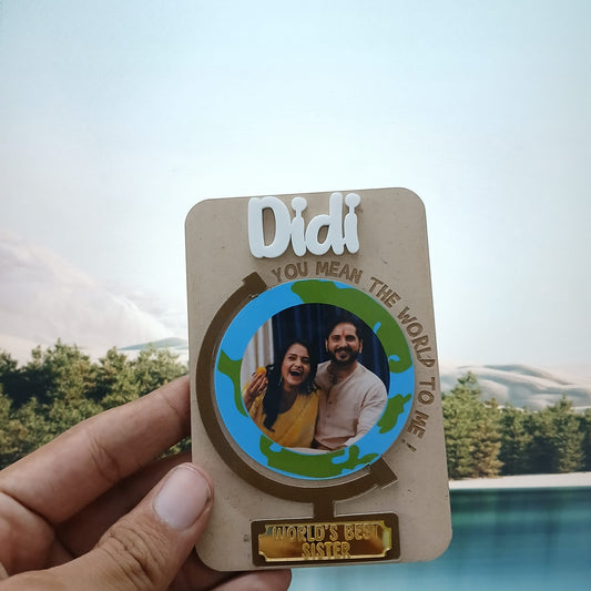 Photo Personalized Handmade World's Best Sister Theme Mdf Wood Fridge Magnet