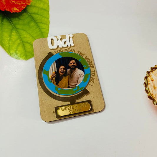 Photo Personalized Handmade World's Best Sister Theme Mdf Wood Fridge Magnet
