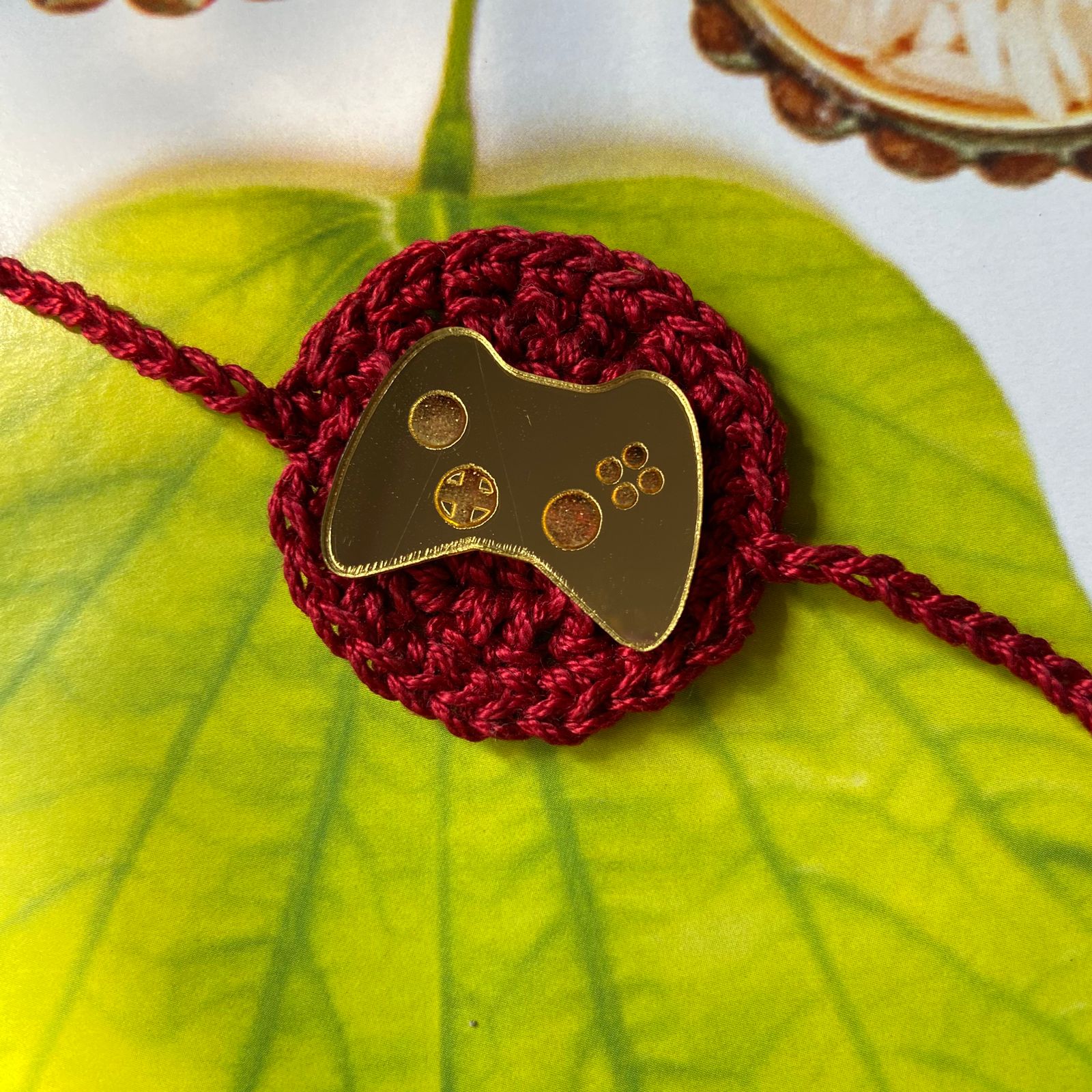 Handmade Crochet Joystick Theme Cotton Rakhi