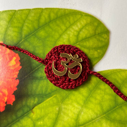 Handmade Crochet Religious Om Theme Cotton Rakhi