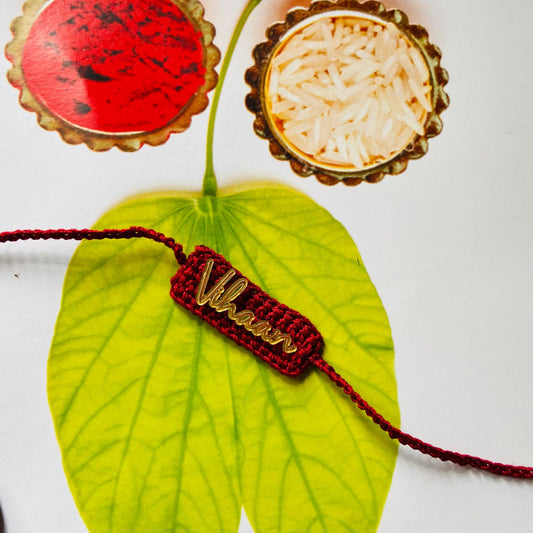 Personalized Handmade Crochet Rectangle Shape Cotton Rakhi