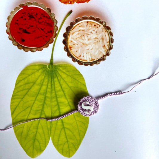 Personalized Handmade Crochet Cotton Rakhi with Initial