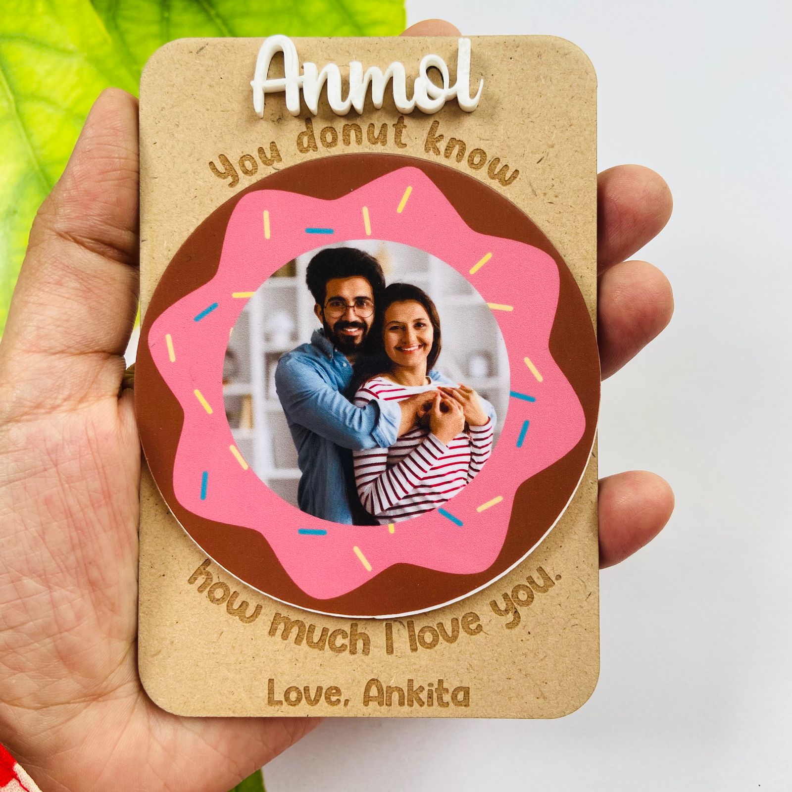 Personalized Donut Love Fridge Magnet | Cute Custom Photo Gift for Him or Her