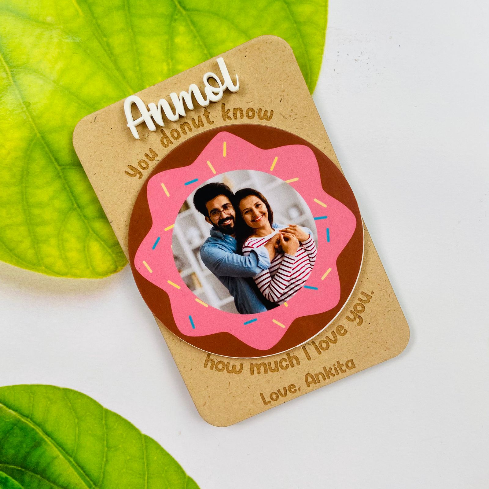 Personalized Donut Love Fridge Magnet | Cute Custom Photo Gift for Him or Her