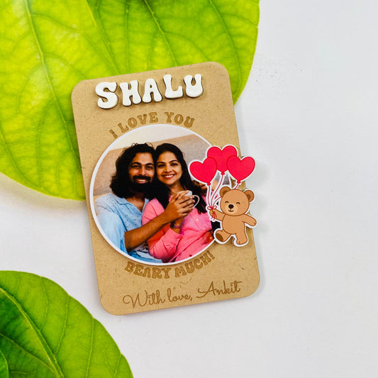 Personalized Teddy Love Fridge Magnet | Cute Custom Photo Gift for Partner or Spouse