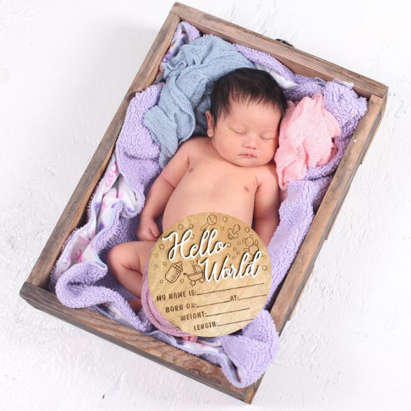 Personalized Hello World Birth Announcement Sign